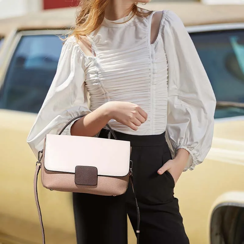 

100% Genuine Leather Shoulder Bags for Women High Quality Crossbody Bag Luxury Handbags Fashion Panelled Designer Bags