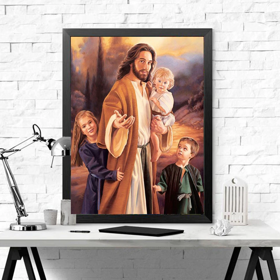 DIY картина по номерам иконы иисуса комплект масла Раскраска взрослых 40 х 50 см Wall Art