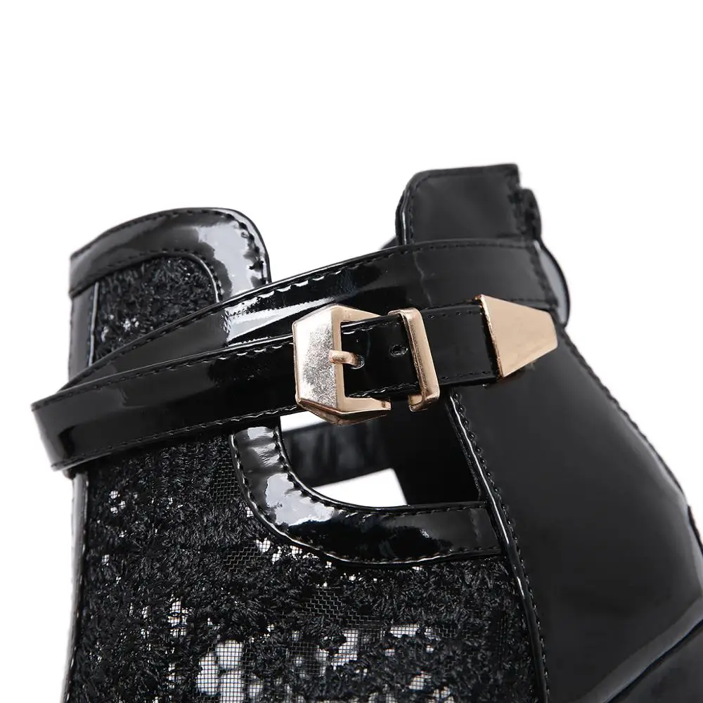 

Xibeilove fish mouth waterproof platform high-heeled sandals mesh breathable zipper buckle metal women's shoes nightclub