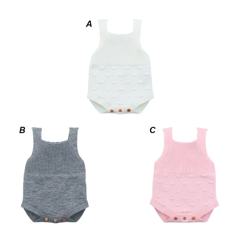 

0-24M Summer Infant Baby Girls Sleeveless Knit Rompers Kids Boys Solid Bodysuit Jumpsuit Newborn Clothes