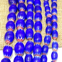 oval shape flower patterns blue millefiori glass loose beads 9x5mm 12x8mm 15x10mm 16x12mm for diy crafts jewelry making findings