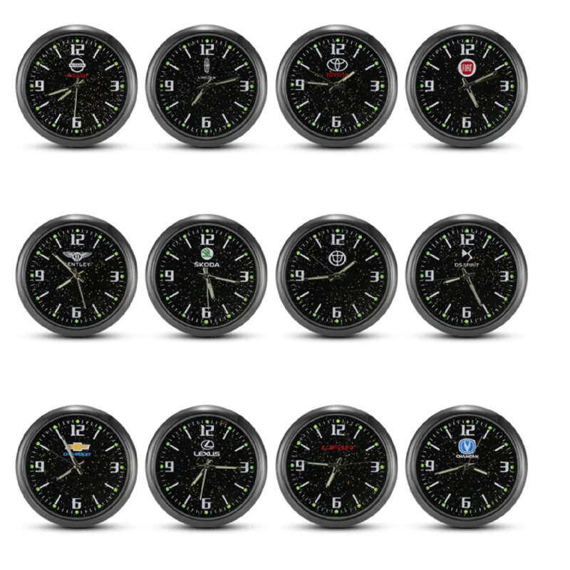 Автомобильные светящиеся часы с клипсой на вентиляционное отверстие украшение