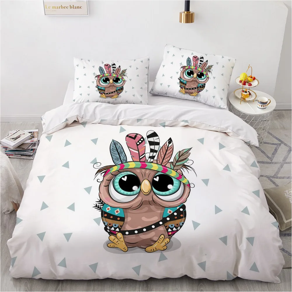

3D Custom Design Bear Duvert Cover Sets Bedclothes Comforther Cover Pillowcase Full Queen Double Single Size White Home Textile