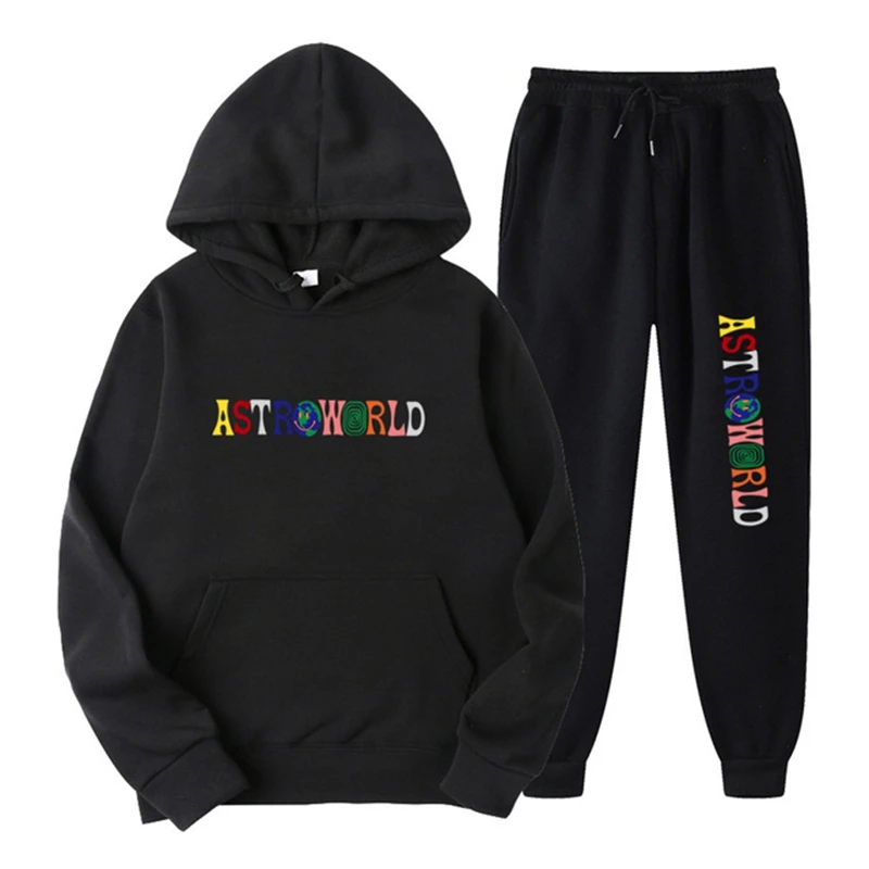 

TRAVIS SCOTT ASTROWORLD HOODIES Letters Print Sweatshirt+Sweatpant Mens Pullover Sweatshirt Hoodie Sports Pants tracksuit Unisex