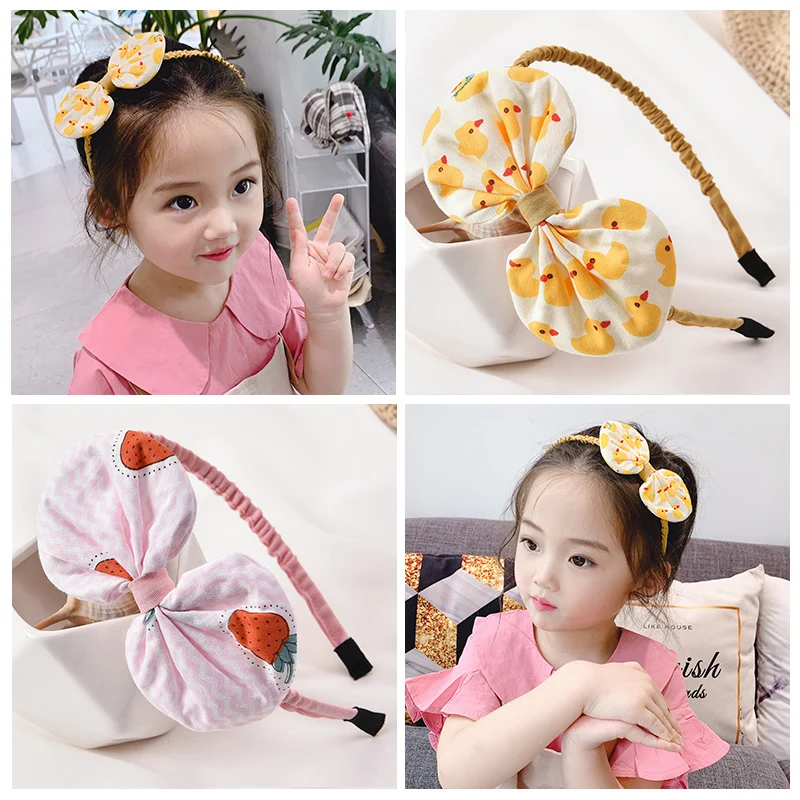 Ins/тканевые повязки для волос с бантом и принтом Детские милые аксессуары розовый