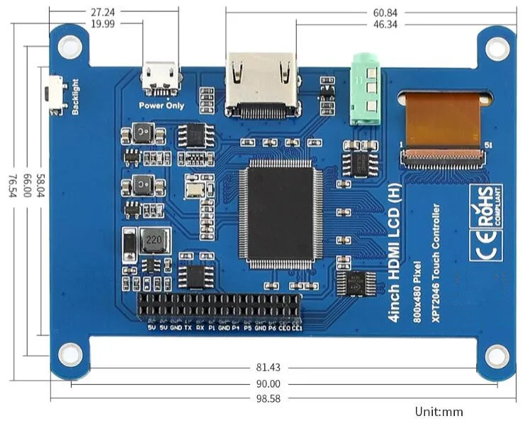 4inch HDMI LCD (H) for Raspberry Pi 4/3 B+ Zero 4 inch resistive touch screen display IPS | Электроника
