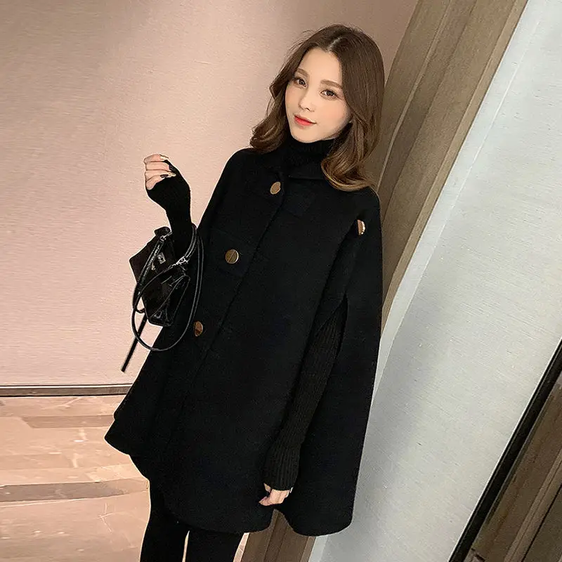 

Women 2020 Autumn Winter Long Solid Color Woolen Coat Female Single Breasted Wool Jacket Office Ladies Fashion Cloak Outwear S23