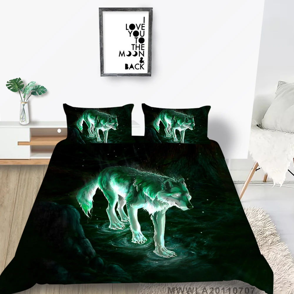 

Mysterious Cave Bed Set Wolf Series Fashionable Duvet Cover Queen Twin Full Double Single King Size Bedding Set For Boys
