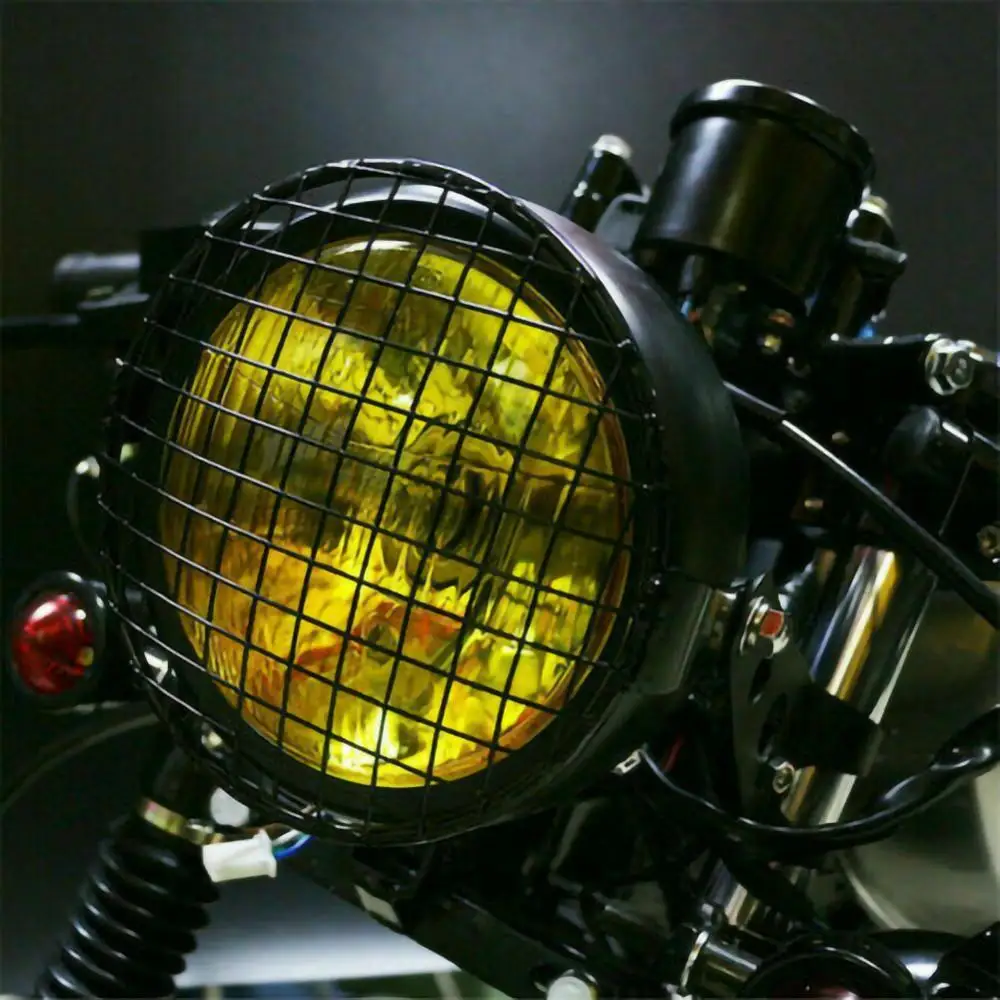 Universal Motorcycle Headlight Protector Grille Guard Cover 7 inch Metal Protection Mesh Grill Side Light Lamp Mount | Автомобили и