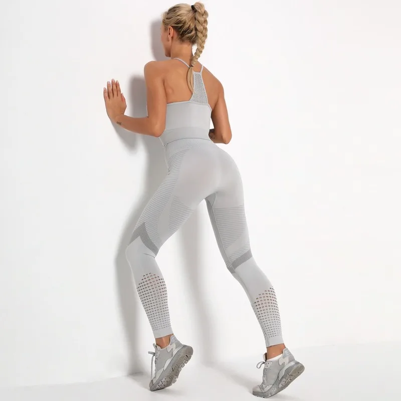 Hecatal Two Piece Yoga Set Women High-quality Stretch Tights Crop Top Leggings Set Sexy Workout Clothes for Women Gym Clothing