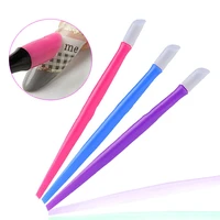 3 color silicon scraper pen soft plastic rubber cuticle pusher stick for stickers pedicure manicure nail art dotting tools