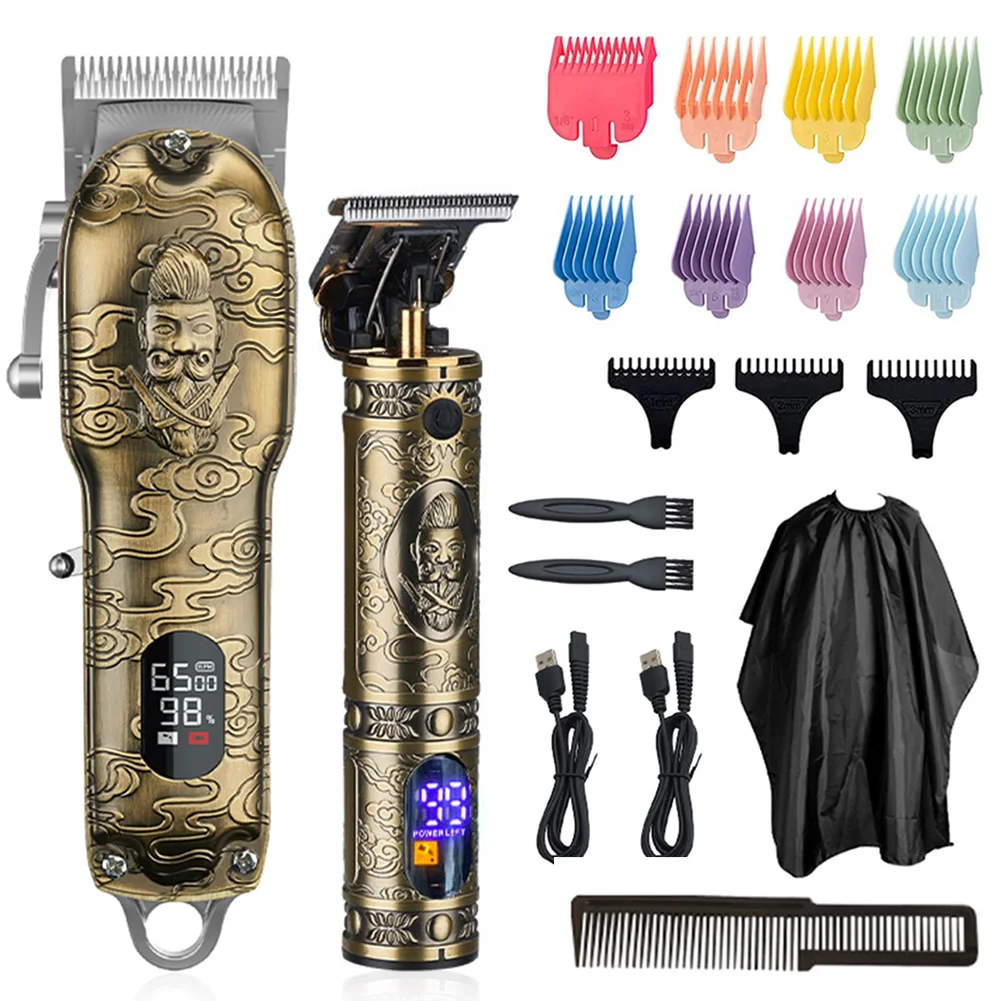 

Hair Clipper and Trimmer Set Cordless Hair Grooming Kit with LCD Display Guide Comb USB Rechargeable Hair Cutting Kit barber