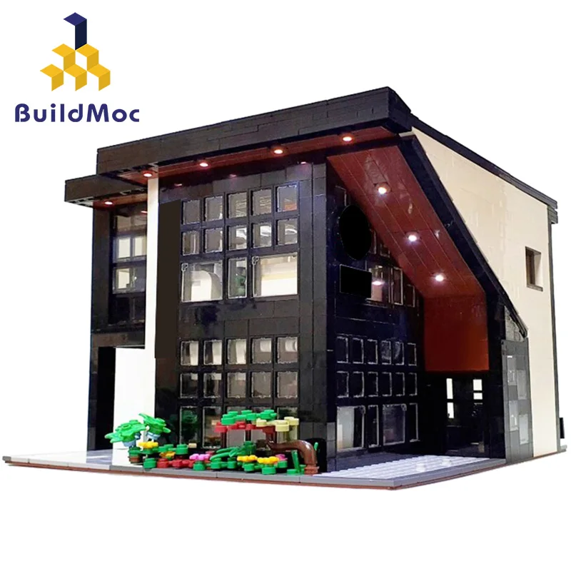 DIY город МОС Streetview серии Brickstive современный кафе модульный магазин модель почта