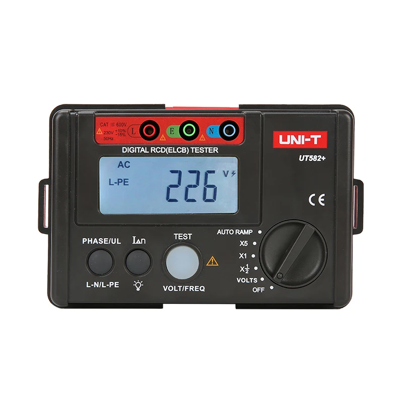 Hight quality UNI-T UT582+ Digital RCD ELCB Tester Phase Switch AUTO RAMP Leakage Breaker Meter Multimeter VS upgrade UT582 