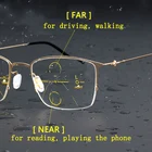 Металлические прогрессивные многофокальные очки для чтения для мужчин и женщин, модные золотые очки с полуободковой оправой с гиперопическими анти-синими лучами