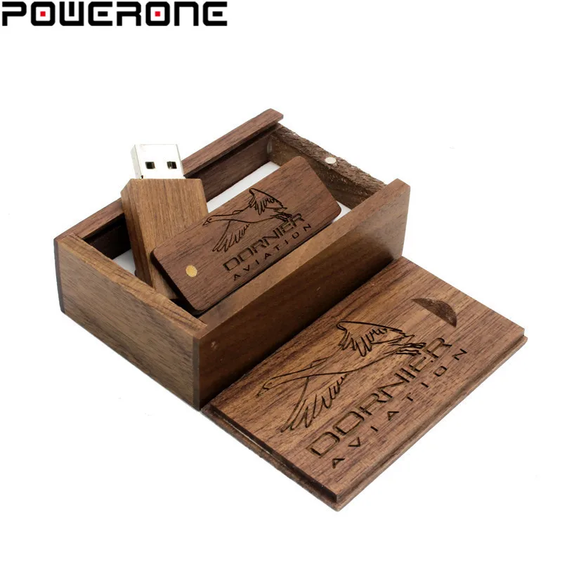 POWERONE (Бесплатный Пользовательский логотип) Деревянный usb + коробка USB флэш