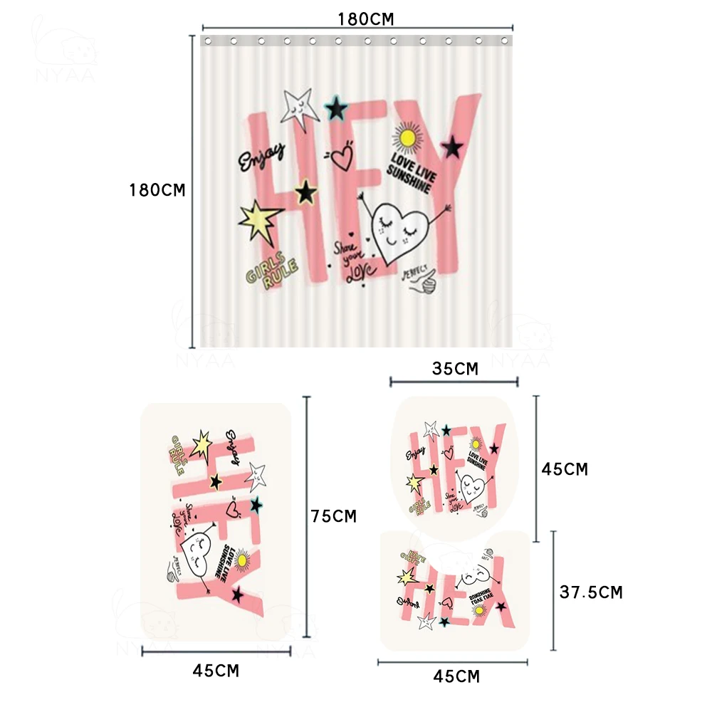 Водонепроницаемая занавеска для душа и унитаза с принтом в виде сердца | Дом сад