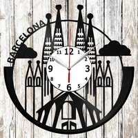 barcelona vinyl record wall clock home art decor unique design handmade original gift vinyl clock black exclusive clock fan art