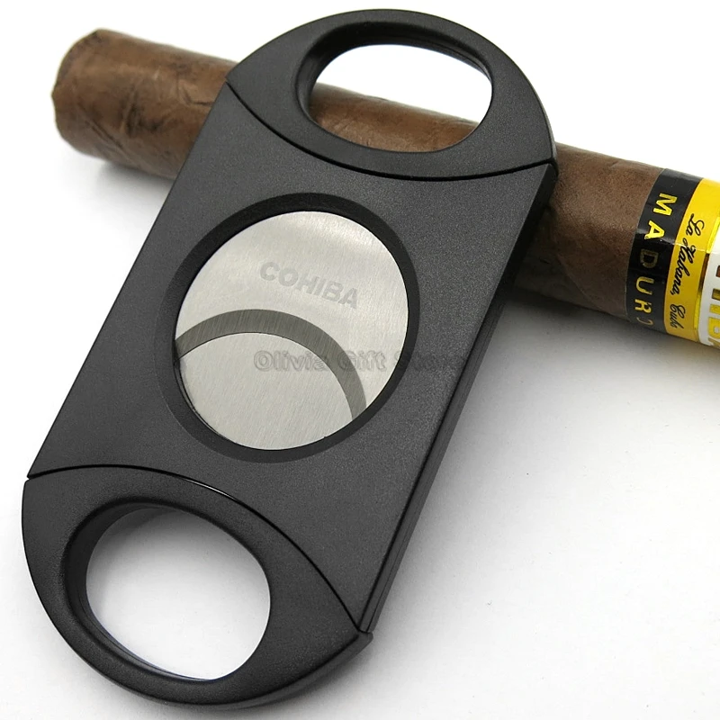 

Cohiba Stainless Steel Cigar Cutter Super Sharp Sawtooth Baldes Cigar Guillotine Gift Box Cigarette Tobacco Smoking Tool