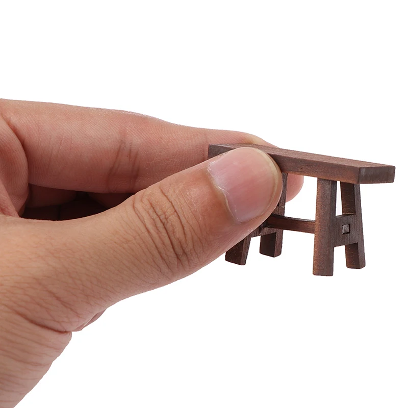 

Mini Retro Bench Woodeen Stool Chair Furniture Model Toys for Doll House Decoration 1:12 Dollhouse Miniature Accessories 1Pc