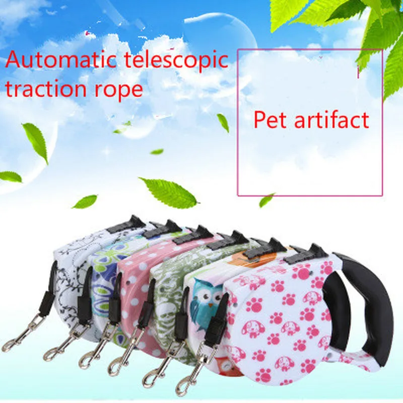 5 м Цветной Выдвижной Поводок для собак удлиняющий поводки питомцев свободные