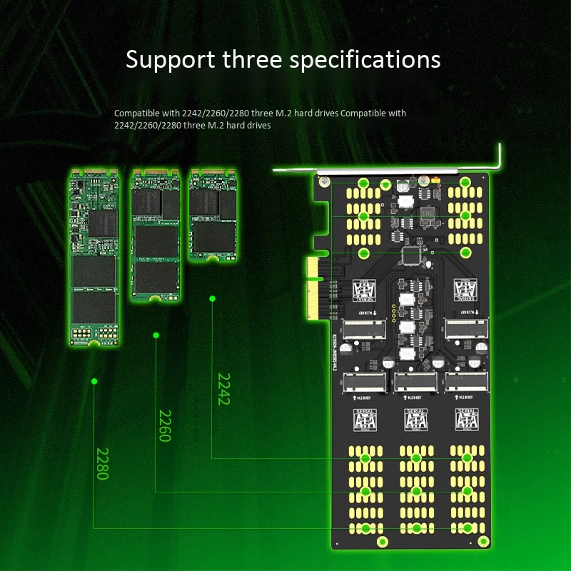 

MAIWO KCSSD9 M.2 Nvme SSD Adapter Card PCIE X4 to SATA Desktop Computer Motherboard M.2 SATA Five-Disk Expansion Card