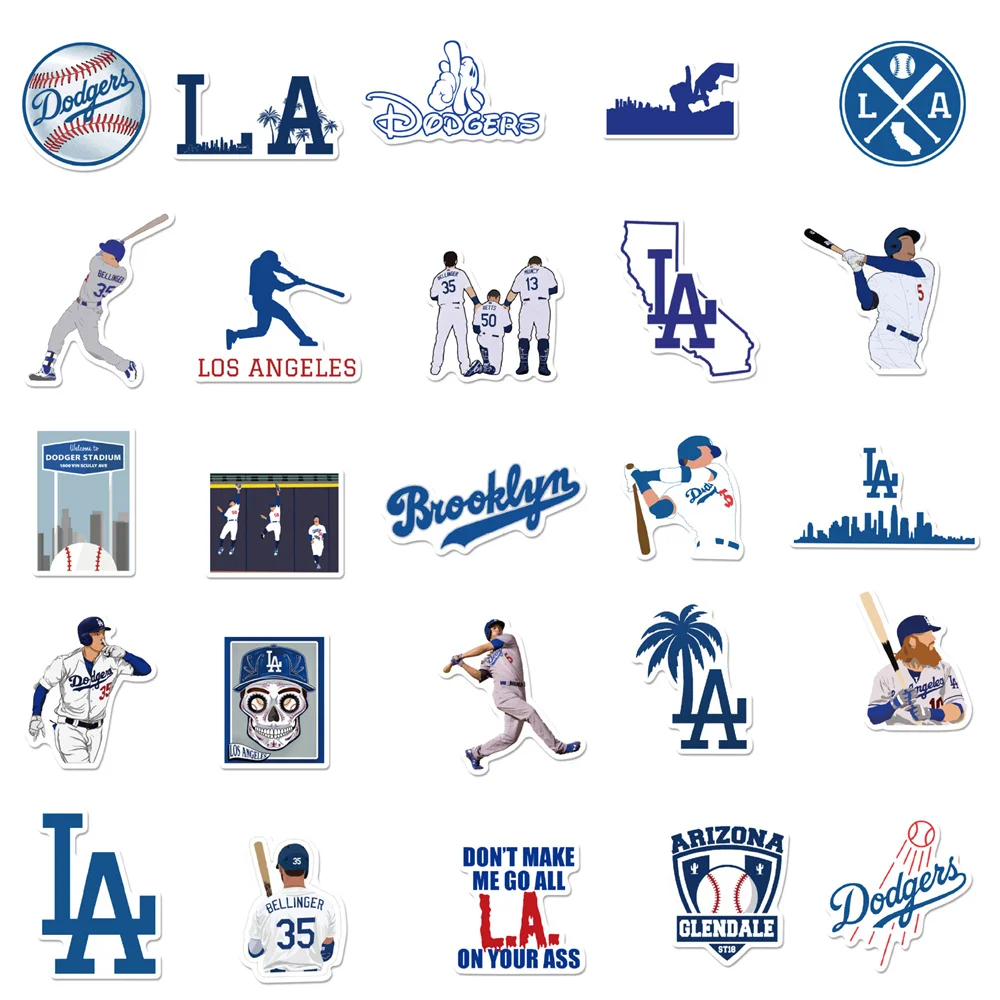 Бейсбольные стикеры серии Dodgers 10/30/50 шт. для ноутбука гитары мотоцикла багажа
