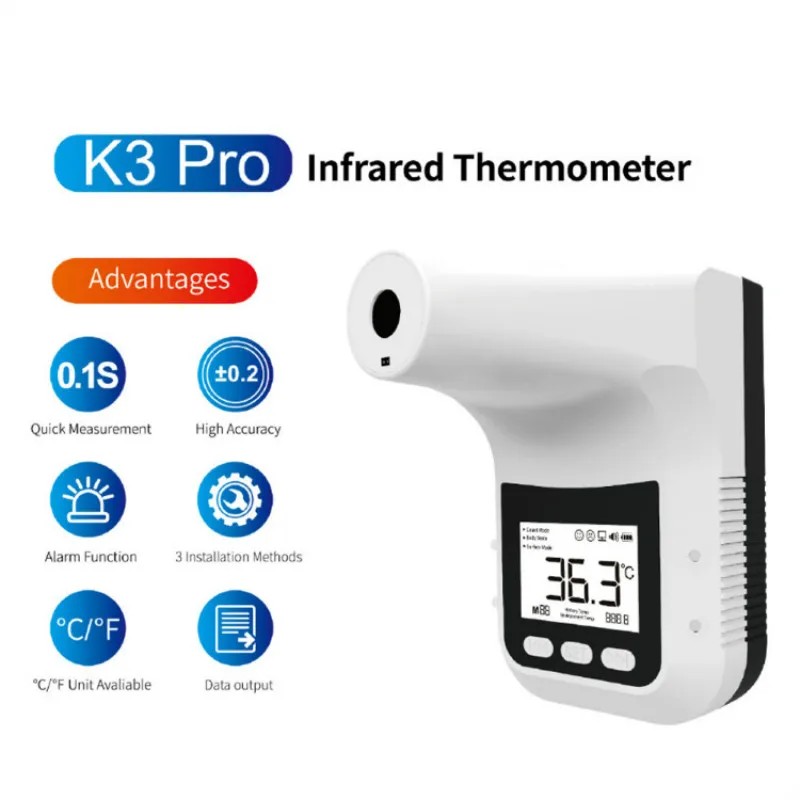 

K3Pro Infrared Thermometer Non-contact Wall-mounted Fixed digital automatic temperature Voice Broadcast For Office Factory Rest