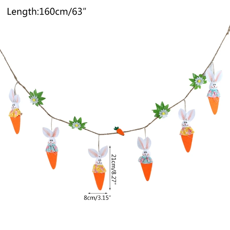 

1.6M Easter Carrot Bunny Pendant Banner Flag Wall Decoration Party Garden Decor Easter DIY Easter Ornaments