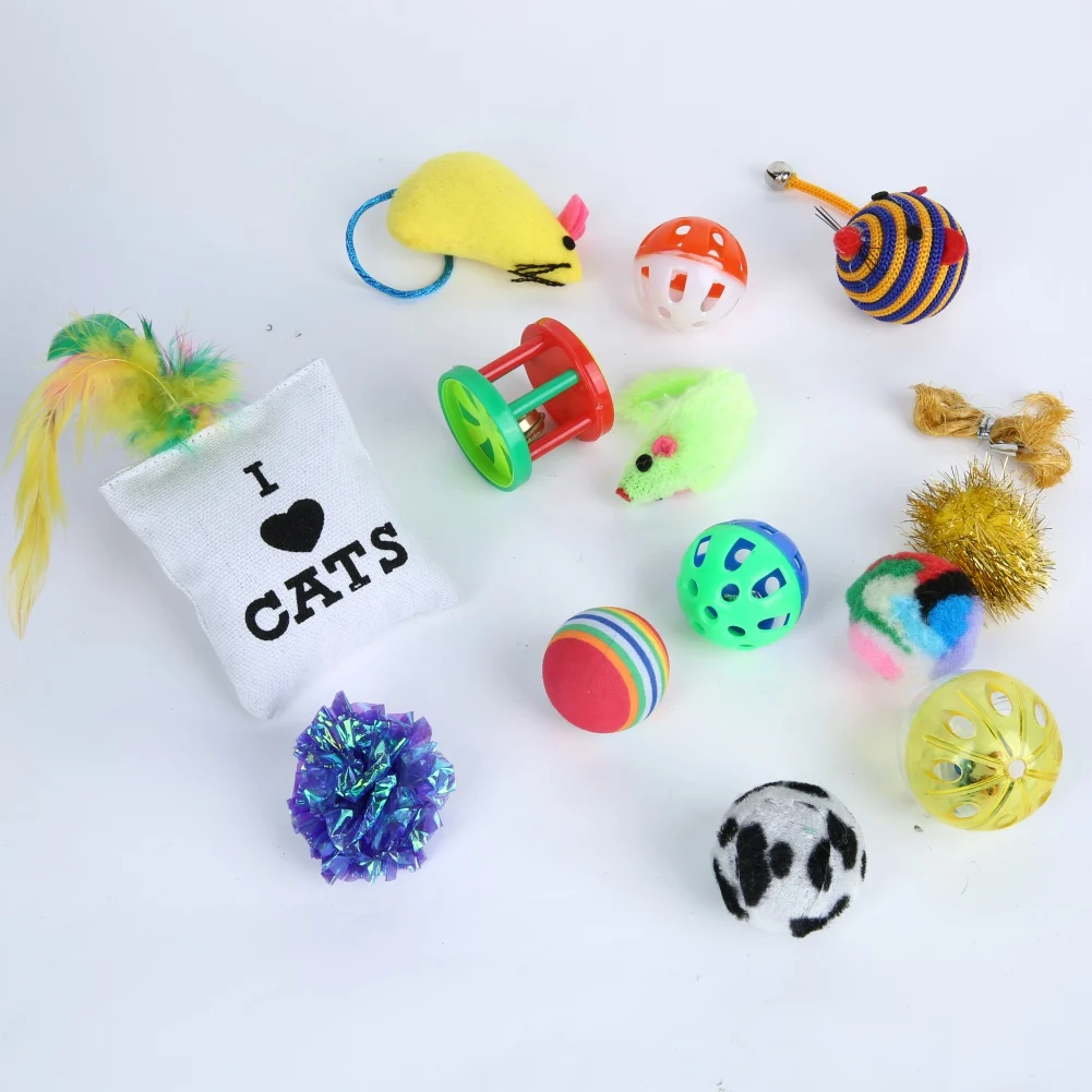 

10Pcs/Set Pets Cat Toys Mouse Shape Balls Shapes Kitten Love New Pet Toy Cat Channel Funny Cat Stick Mouse Supplies Value Bundle