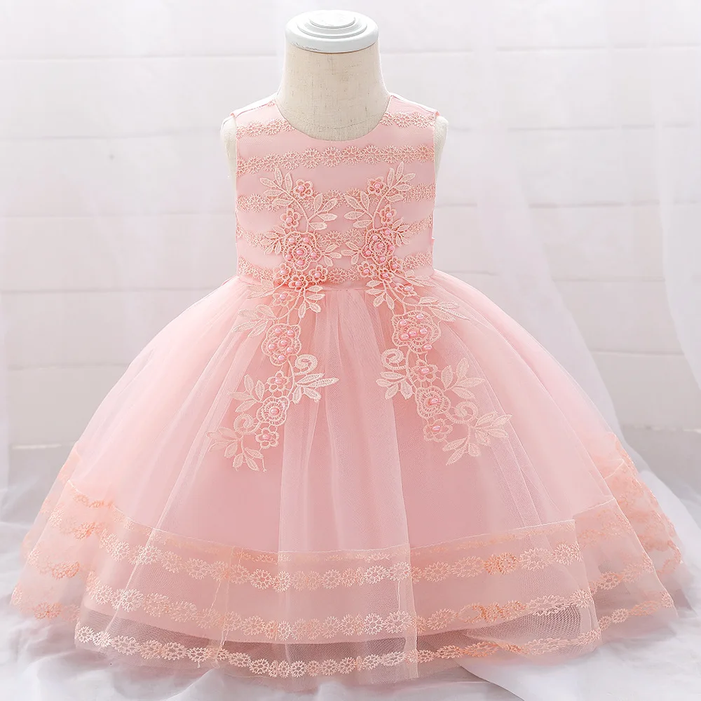 

Wholesale New Design Flower Baby Girl Ball Gown Princess Dresses Fashion Embroidered Wedding Birthday Party Children Dress