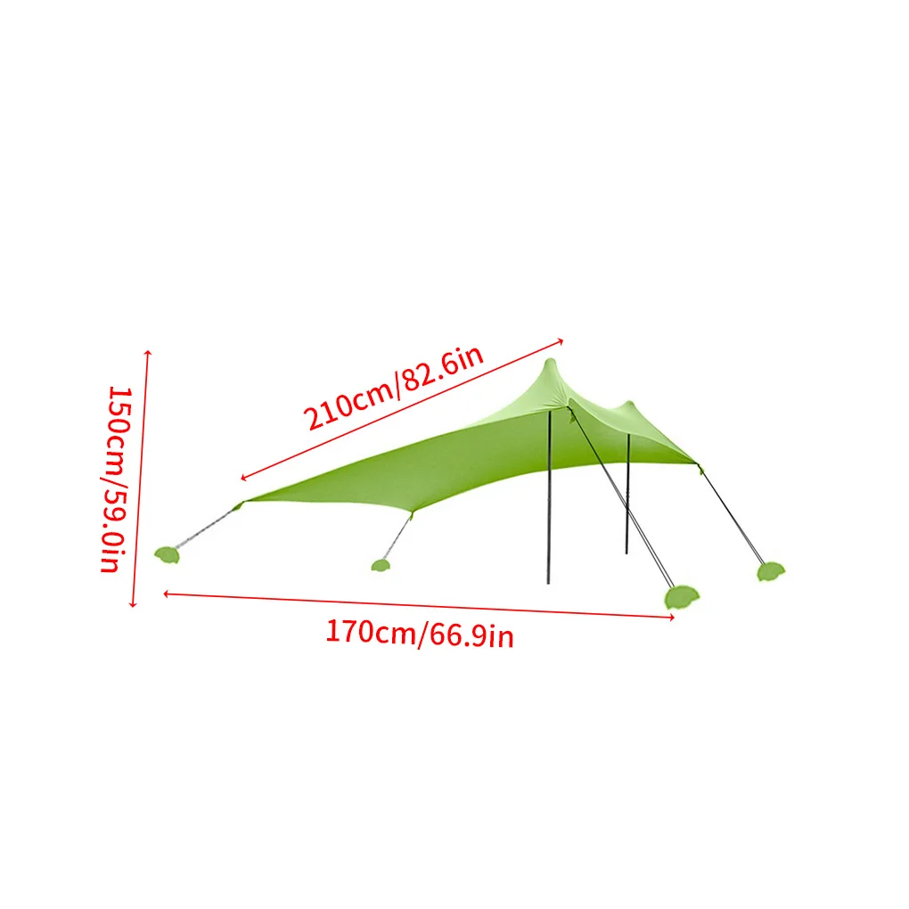 저렴한 가족 해변 양산 경량 차양 텐트 샌드백 앵커 4 무료 페그 UPF50 + UV 대형 휴대용 캐노피 드롭 배송
