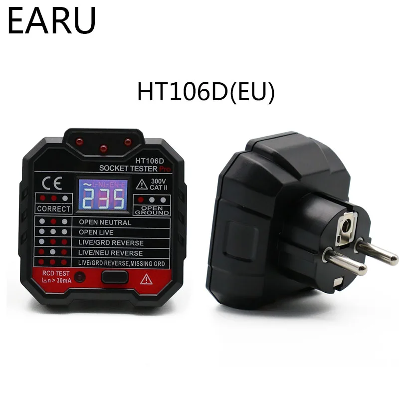 EU US UK Digital Display Plug Socket Tester Neutral Earth Wire Circuit Polarity Phase Eletric Leakage Detector Voltage Test Volt |