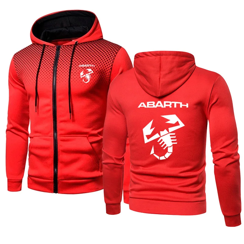 

2021Spring Autumn Jacket Abarth Car Logo Printing Casual Men's casual wear Dots Cotton High Quality Men's Zip Jacket