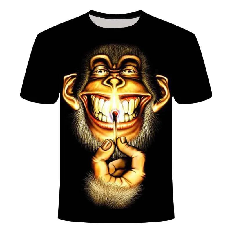 

T-shirts 3D Men 2020 Summer Printed Animal Monkey T-shirt Short Sleeve Funny Design Casual Tops Tees Male T-shirt Size XXS-9XL