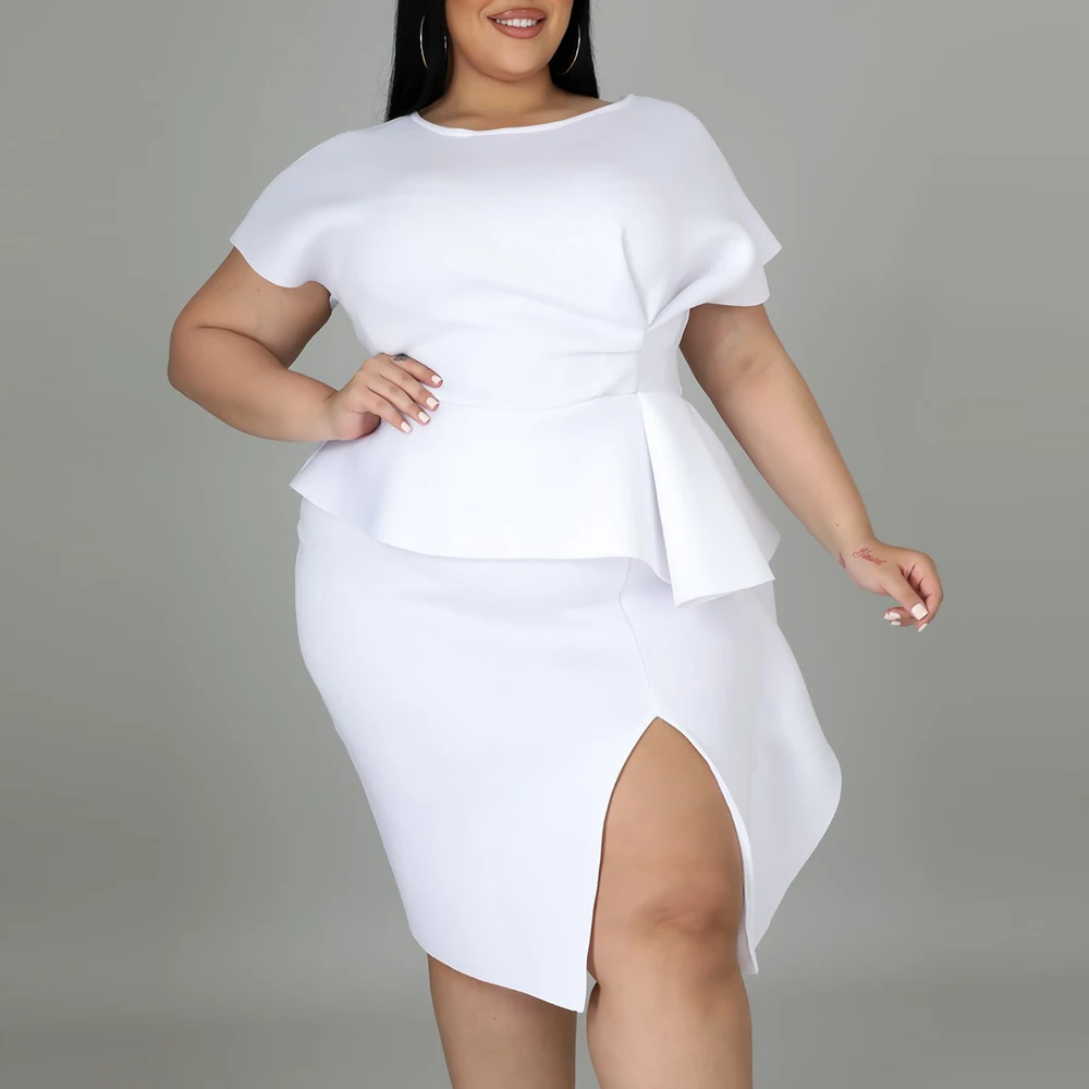 

Elegant Dress Plus Size 2022 Fashion Bodycon Package Hip Evening Party Dress Summer Sleeveless Women Office White Dress 4XL 5XL