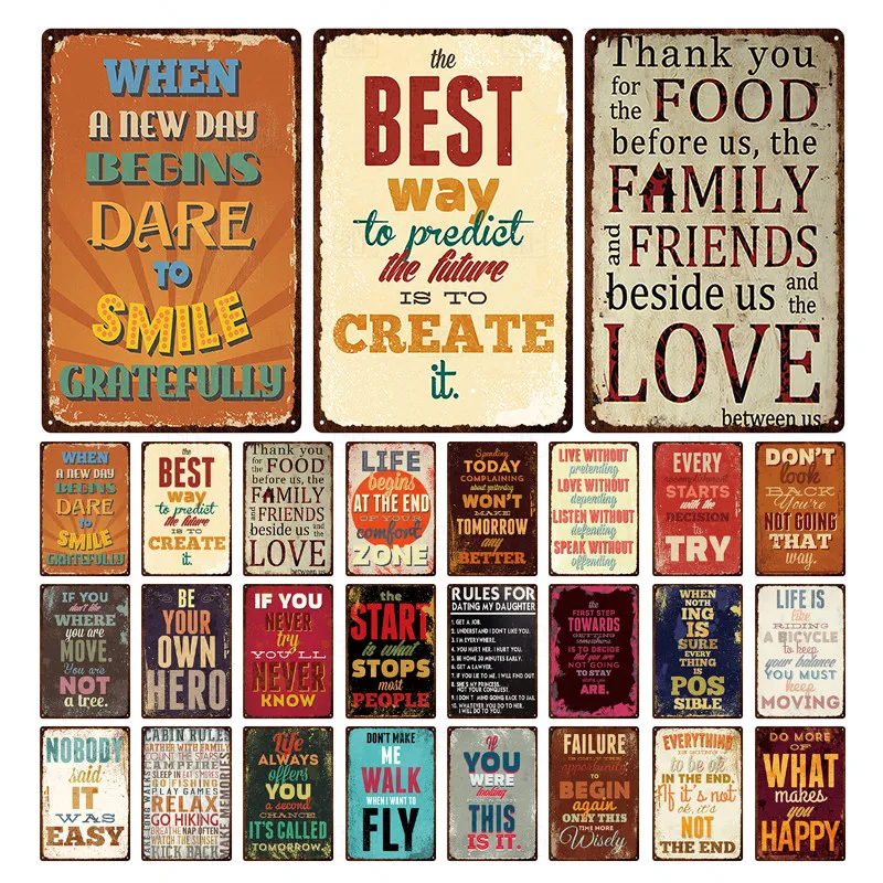 

Cabin Rules Shabby Chic Tin Signs Vintage Kitchen Love Rules Metal Plates for Wall Bar Home Man Cave Decoration 30X20Cm