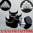 Пустые пластиковые прозрачные баночки для косметики, флаконы для косметики, лосьона, крема для лица, 10 шт., 2 г, 3 г, 5g, 10 г, 1 5g, 20 г