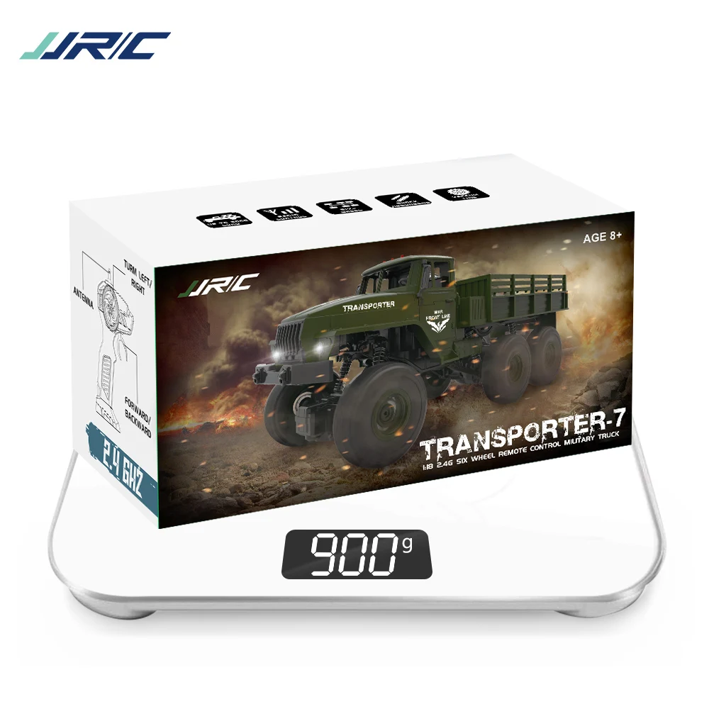 JJRC Q68 RC автомобиль 8 км/ч 6WD Регулируемая скорость внедорожный военный 1:18 багажник