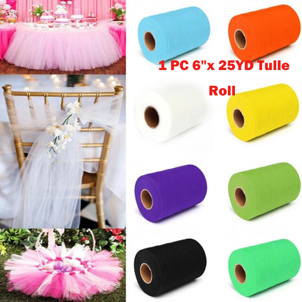 Рулон тюля 25 ярдов 15 см белая органза в рулоне красный синий тюль ткань для юбки