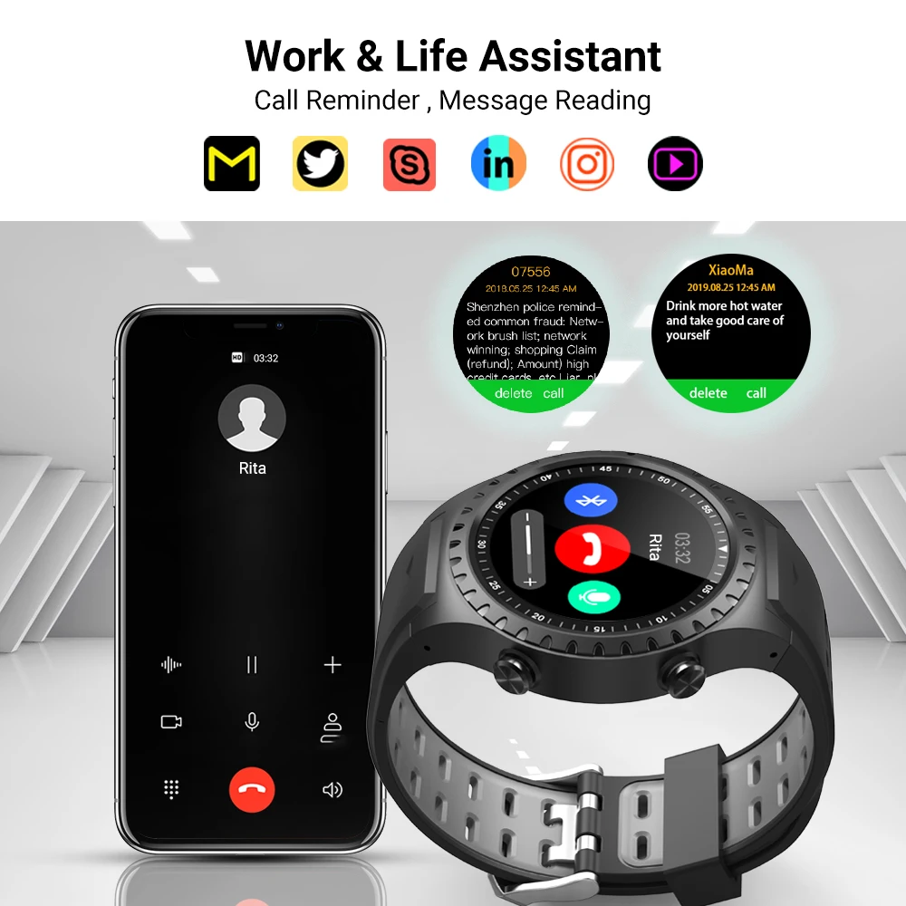 bluetooth call gps smart watch men women with sim card gandley m1s sports smartwatch heart rate watches for xiaomi android ios free global shipping