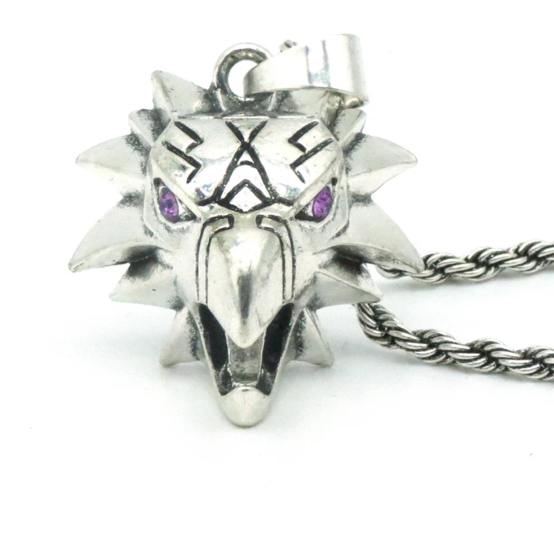 purple eye Griffin Ожерелье с подвеской viper волшебник школа серебряный цвет светло-зеленый горный хрусталь 40*25 мм животное дикая голова змеи ожерелье с медальоном - Окраска металла: purple eye Griffin