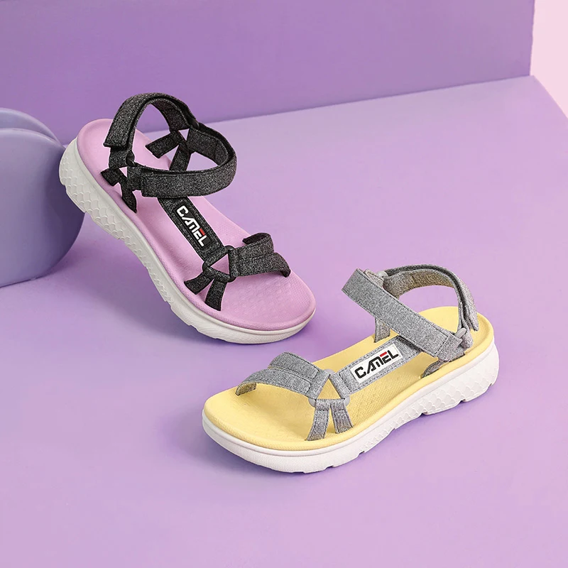 Camel Women's Sandals Women Shoes Summer 4cm Thick-soled Sports Beach All-match Non-slip Outdoor Traveling Ladies Beach Board