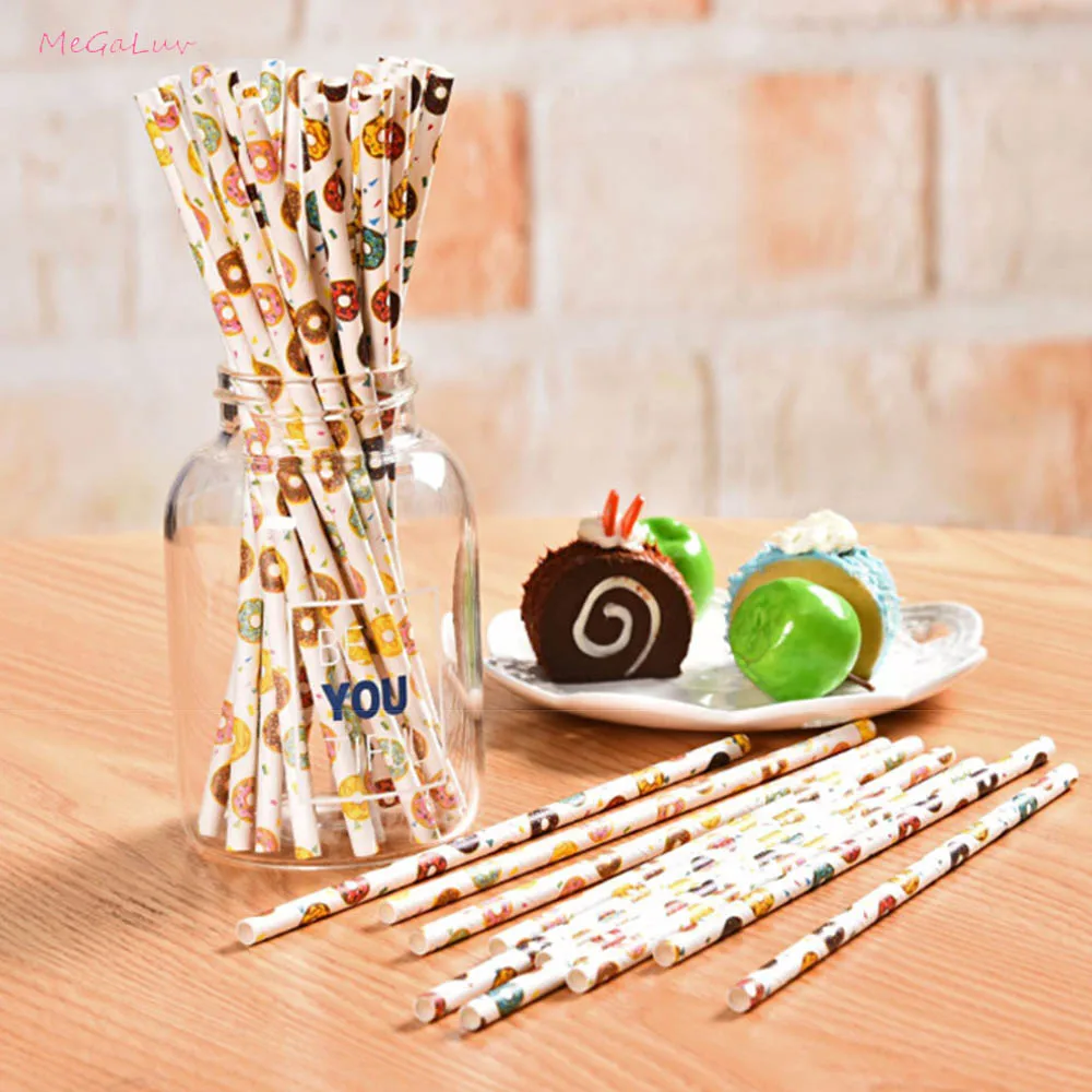 Бумажная солома в форме пончика для украшения вечевечерние одноразовый детский