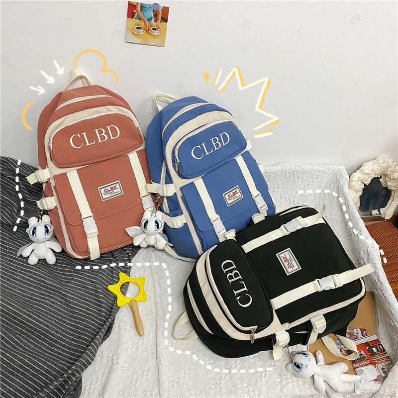 

College Student Harajuku Backpack Campus Simple Small Fresh Female Bag Nylon Waterproof Large-capacity School Student Backpack