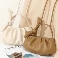 mini pleated shoulder bag womens pu leather small simple crossbody bags with short handle ladies brand fashion handbags female