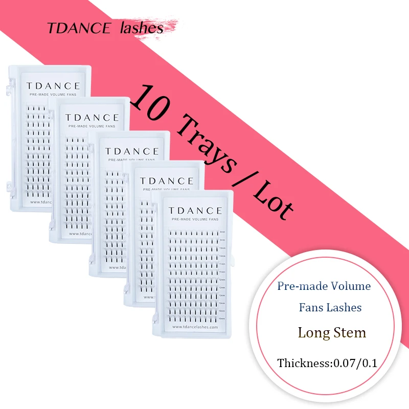TDANCE 10 лотков/лот длинные Стволовые готовые вентиляторы 3D 4D 5D 6D термоклеящиеся ресницы русский объем Faux норка наращивание ресниц инструменты для макияжа