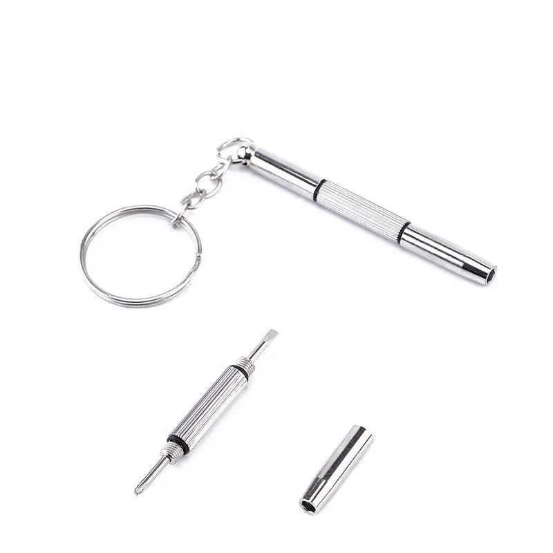 1pcs Новая мини-отвертка комбинированный инструмент портативный металлический брелок мужской серебряный Универсальный Карманный Многофункциональный брелок модный брелок - Цвет: 1pcs