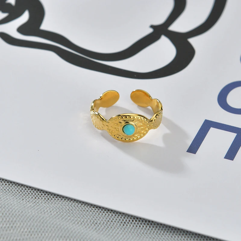 ELSEMODE Роскошные бирюзовые женские массивные кольца с зеленым камнем золотого