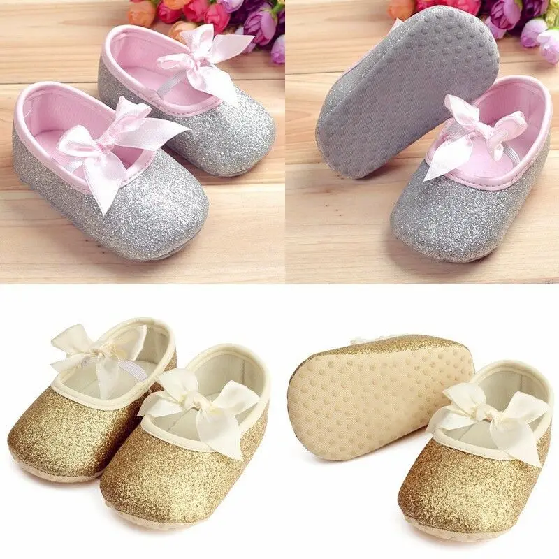 US STOCK Glitter baby shoes sneaker anti-slip soft sole toddler size 0-18M ym | Мать и ребенок